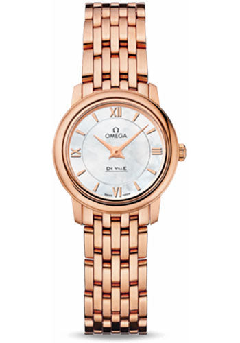 Omega De Ville Prestige Quartz Watch - 24.4 mm Red Gold Case - Mother-Of-Pearl Dial - 424.50.24.60.05.002
