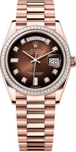 Rolex Day-Date 36 36mm Brown Ombré Diamond-Set Dial Diamond-Set Bezel President Bracelet - 128395TBR | 2024 Model